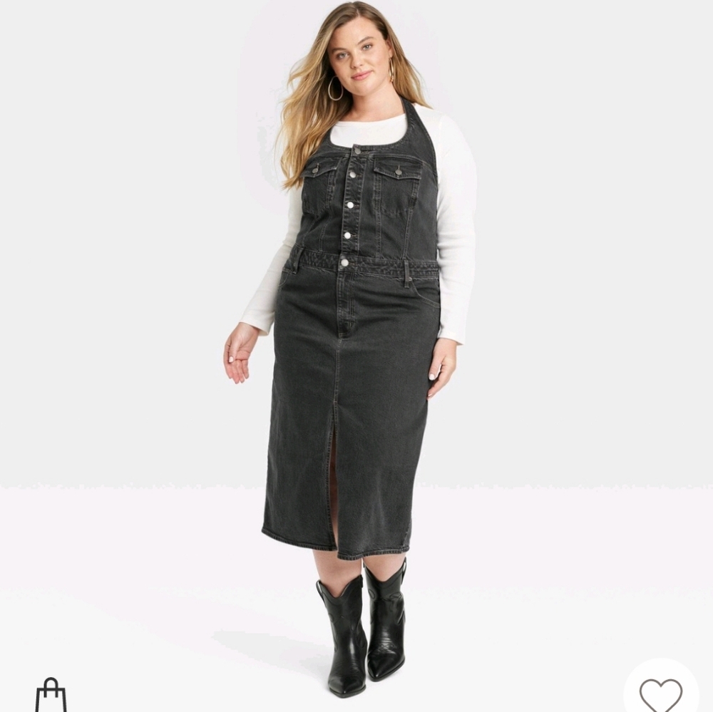 Universal Thread Woman's Denim Midi Dress ~ Black Wash